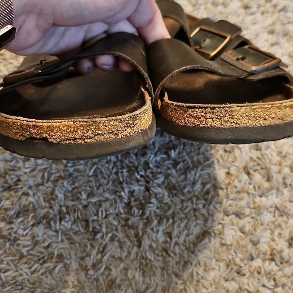 Birkenstock Arizona Brown Leather Sandals Size 46 | Classic Two-Strap Slides main image 2